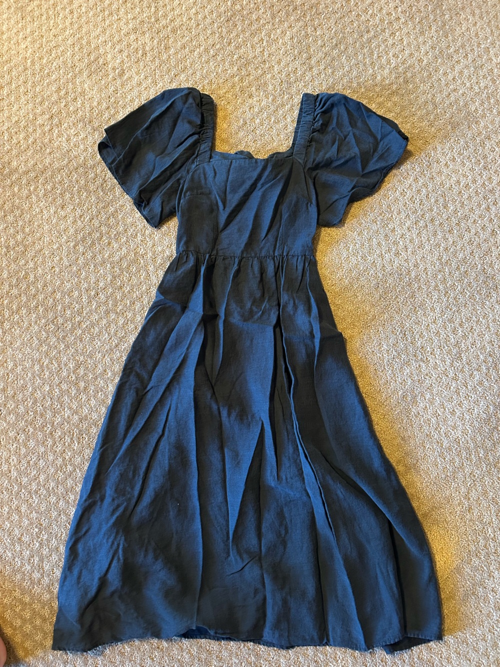 Black Puff Sleeve Midi Dress